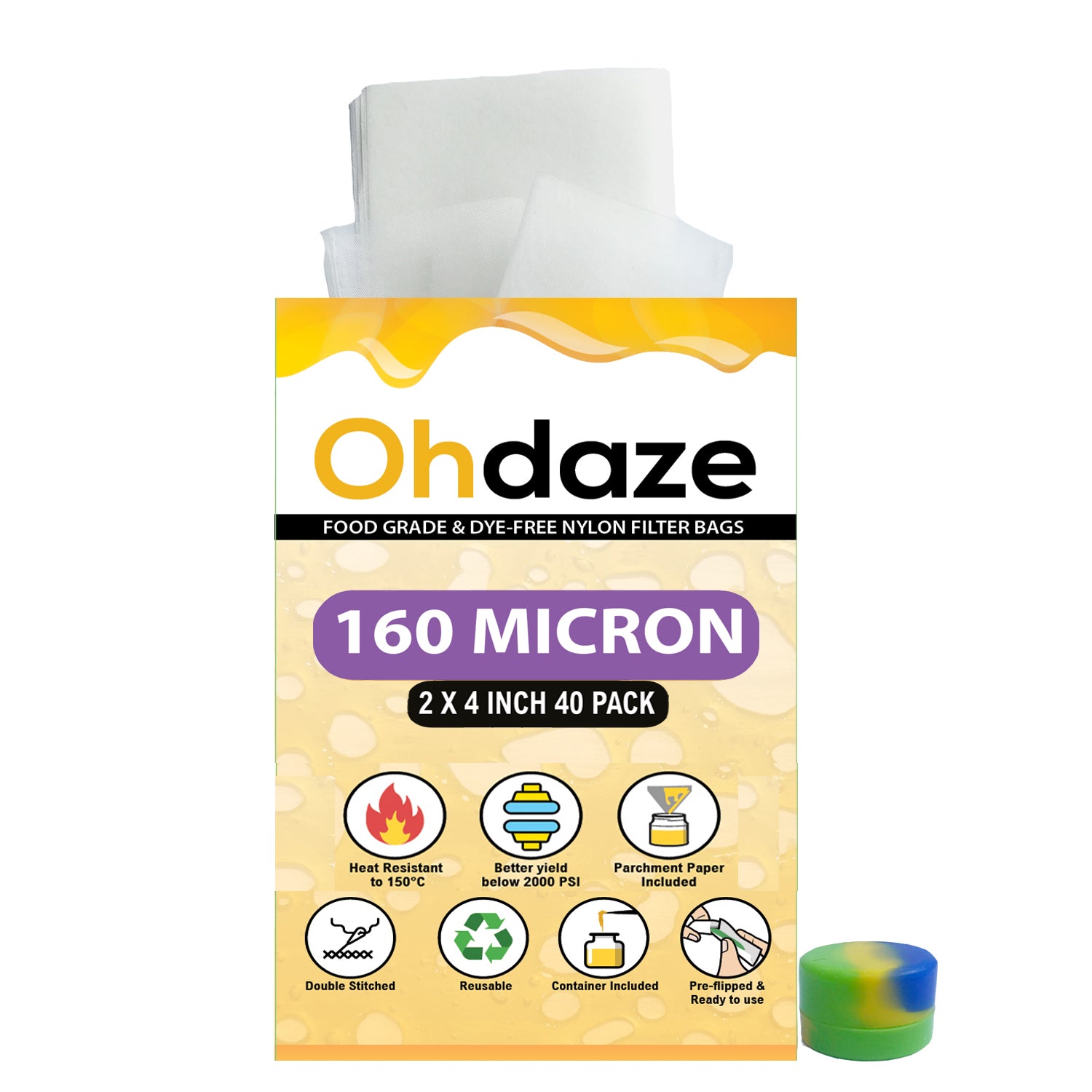 Ohdaze Rosin Bags 2x4 inch 40 Pack 160 Micron Press Bags – ohdaze