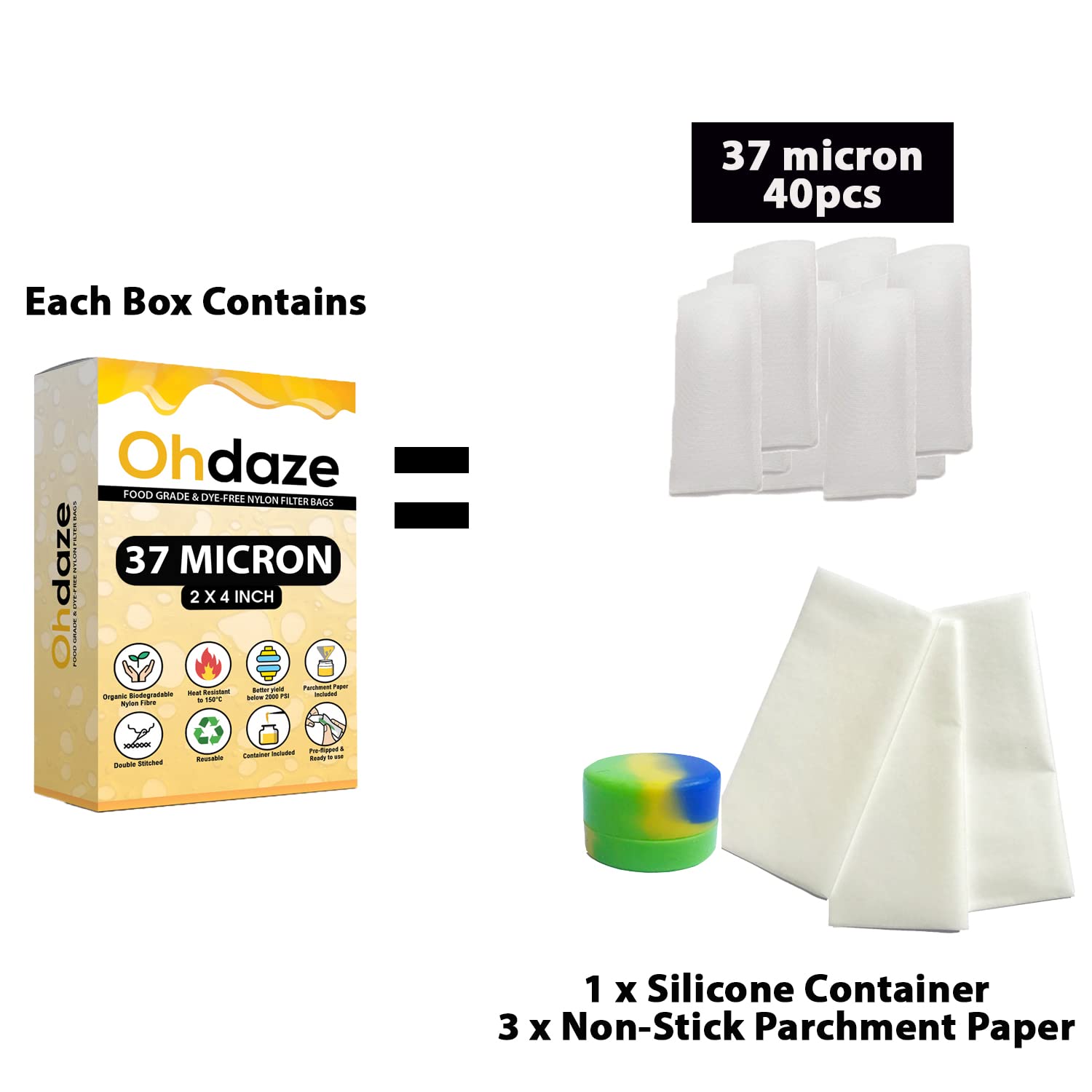 Ohdaze Rosin Bags 2x4 inch 40 Pack 37 Micron Press Bags – ohdaze